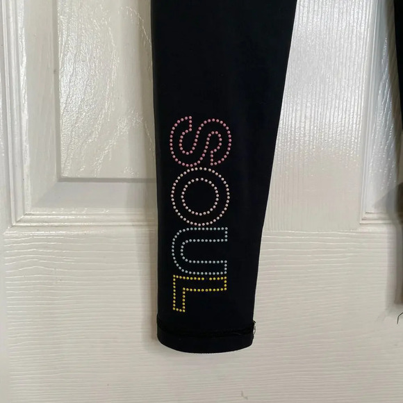 BEACH RIOT x Soul Cycle Multi Colored Star Embellished Black Leggings Size Small - Picture 9 of 9